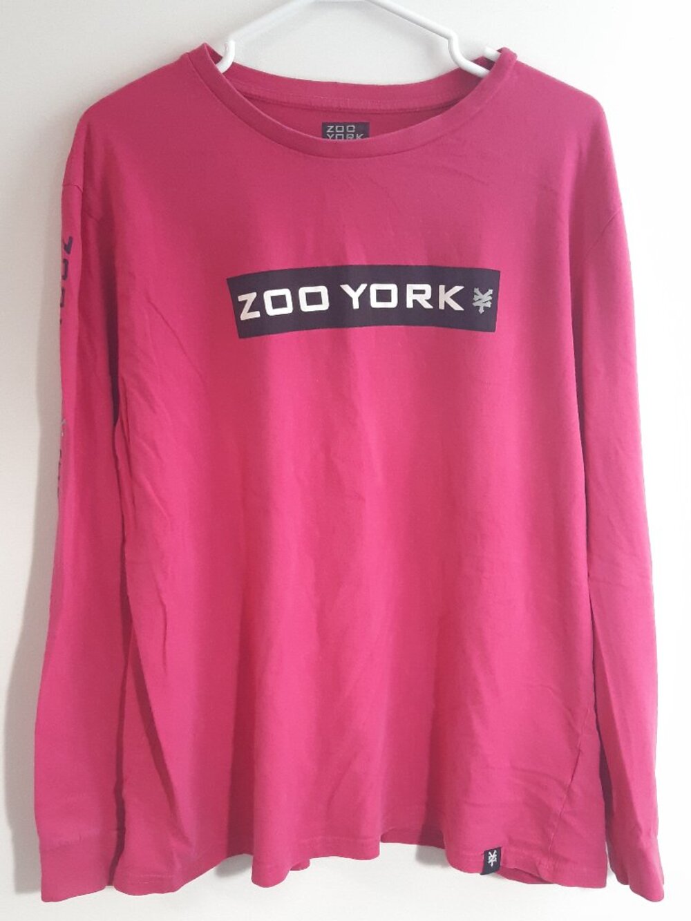 Zoo York Pink Long Sleeve Logo Graphic Tee Streetwear Skate Shirt Size Large